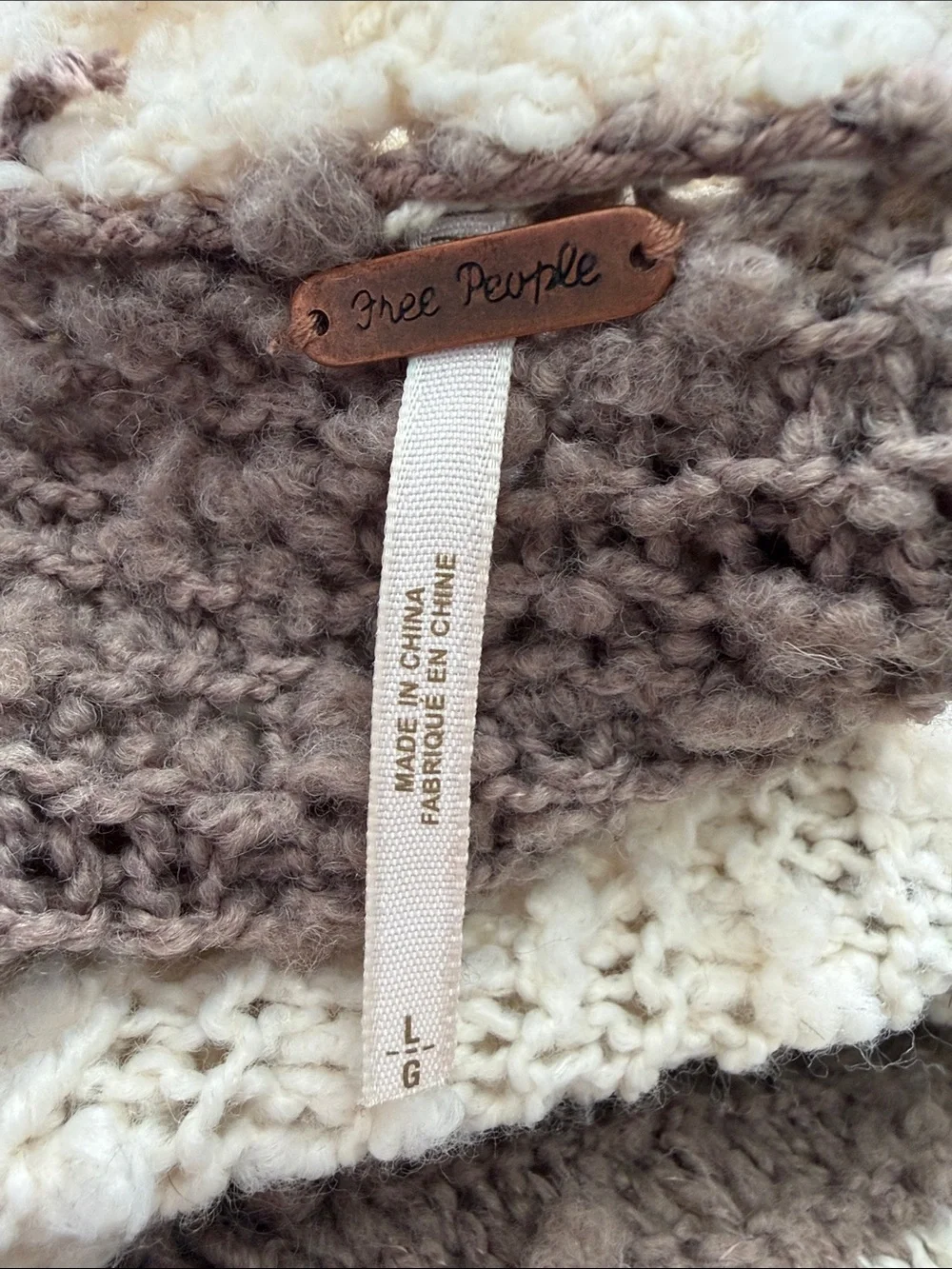 Free People Cream & Brown Striped Open-Front Cardigan